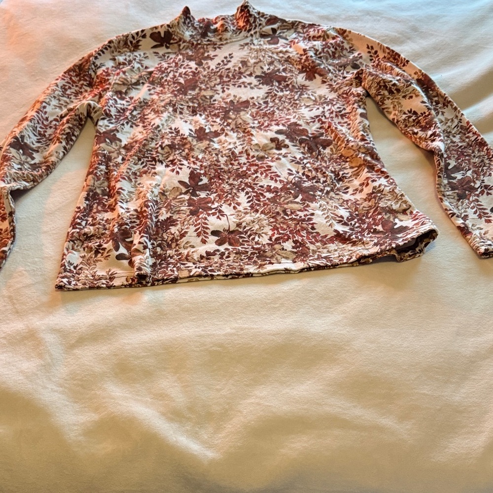 Studio Works Brown Floral Long Sleeve Top